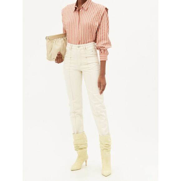 Isabel Marant Sotalki Silk Cupro Striped Shirt French Girl Blouse FR 40 US 8 - Picture 3 of 10